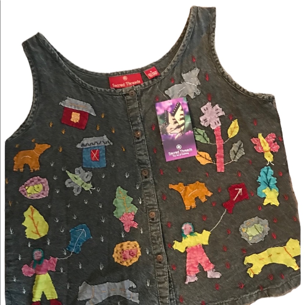 NWT. Sacred Threads Appliquéd Vest. 25802 CL/GY01 - Picture 3 of 8